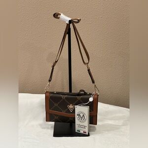 Valentino Orlandi Dark Brown and Tan Crossbody Bag
